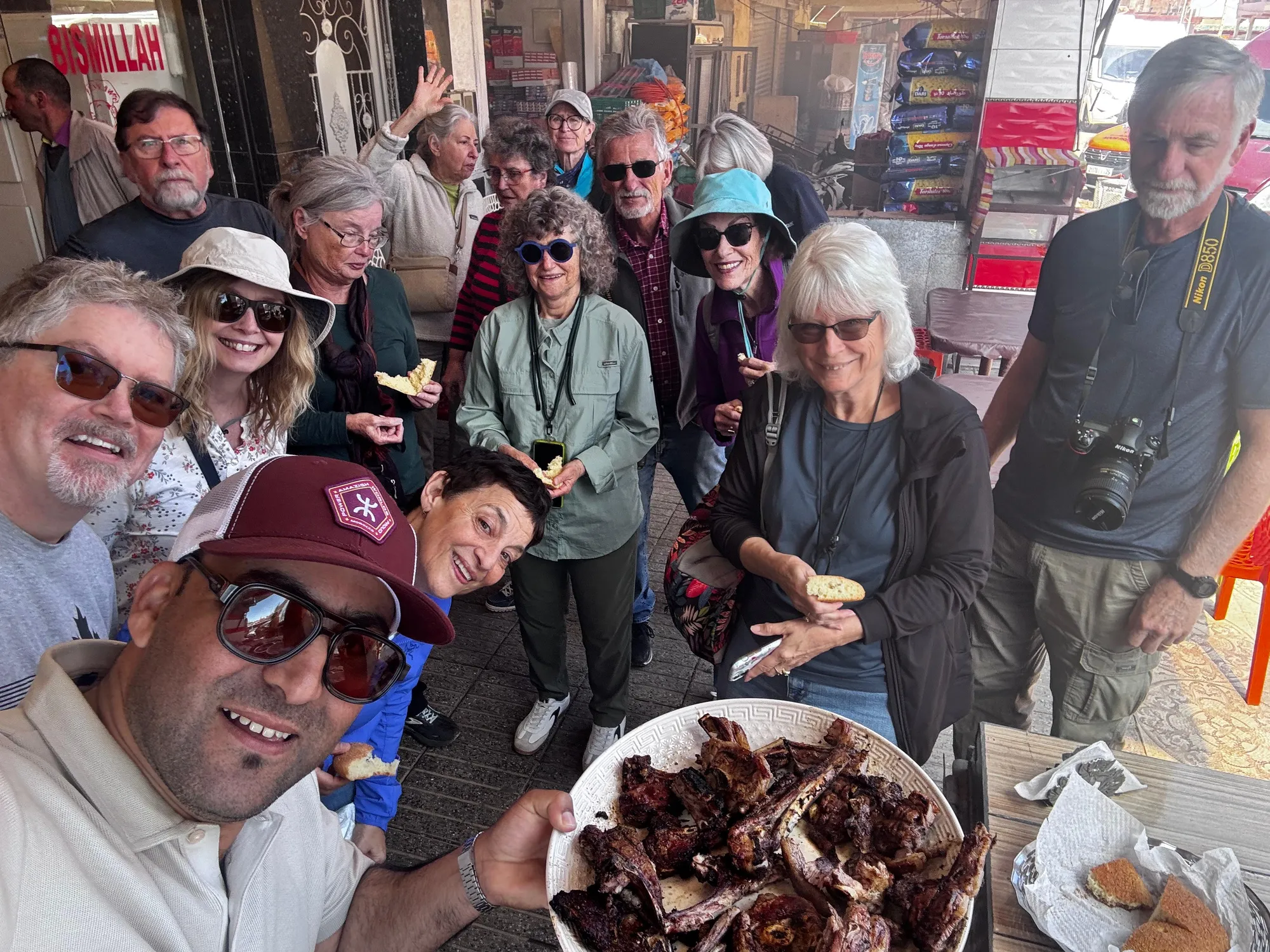 Sharing a traditional Moroccan meal on the Essaouira food tour